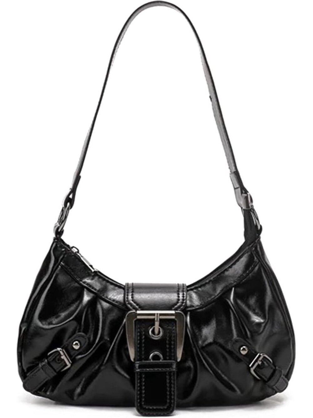 Y2K Trendy Purse for Women, Leather Buckle Punk Hobo Clutch Purses Bags for Ladi